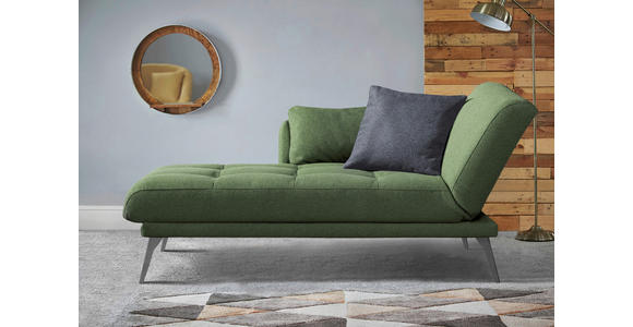 RÉCAMIERE Amira in Dunkelgrün  - Chromfarben/Dunkelgrün, KONVENTIONELL, Textil/Metall (200/85/106cm) - Novel