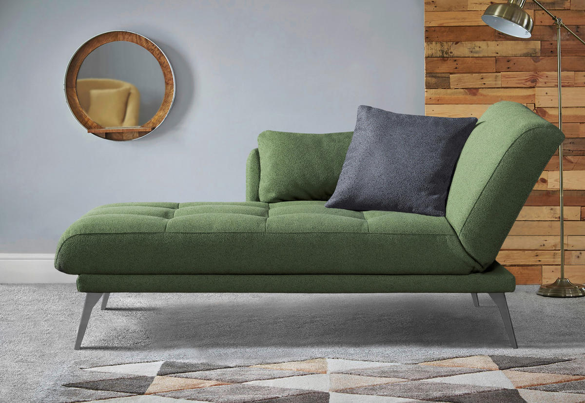 RÉCAMIERE Dunkelgrün  - Chromfarben/Dunkelgrün, Konventionell, Textil/Metall (200/85/106cm) - Novel