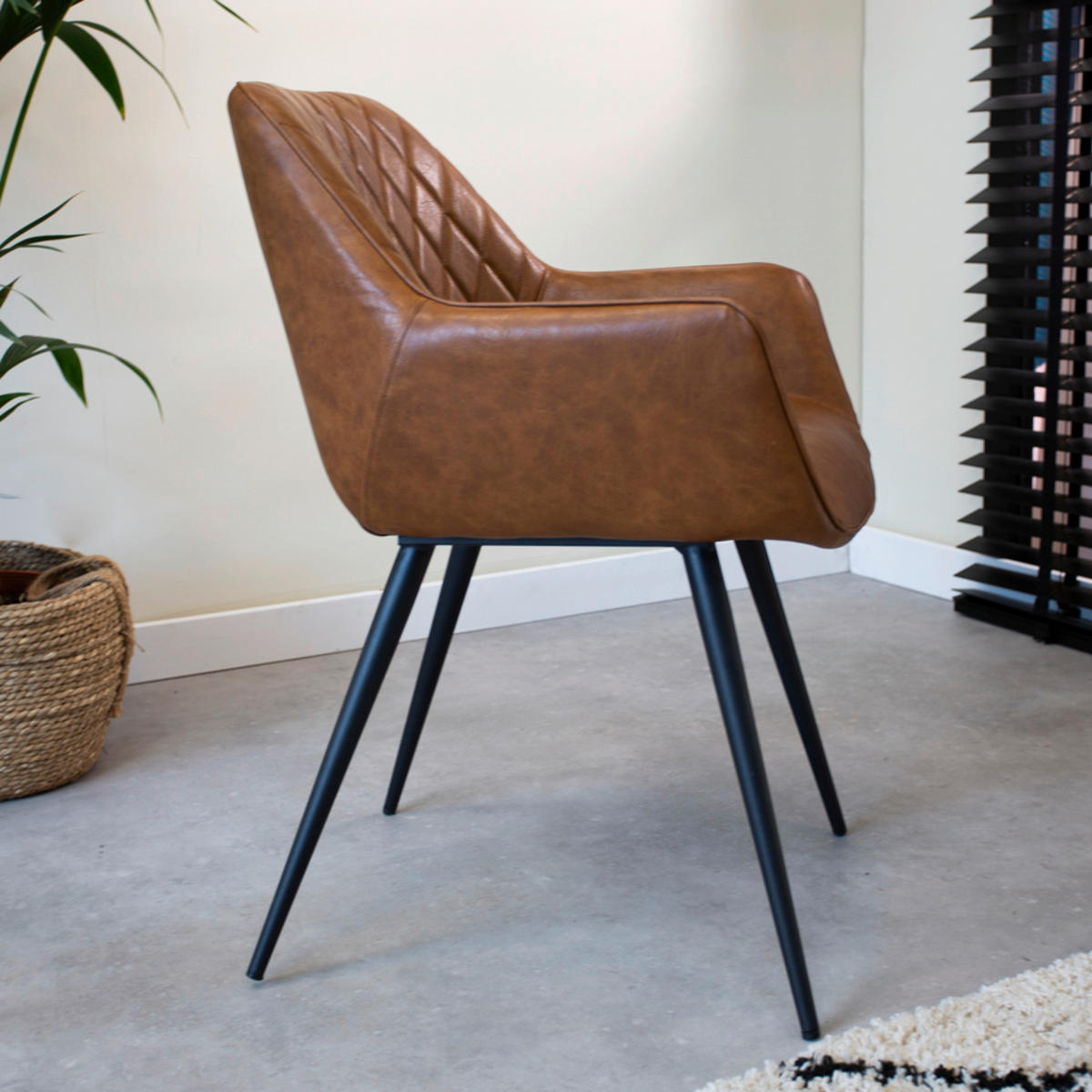 STUHL-SET 2 Stück gastro- und objekttauglich Lederlook  - Cognac/Schwarz, KONVENTIONELL, Textil/Metall (62/83/60cm) - MID.YOU