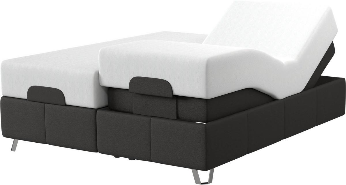 POSTELJA BOXSPRING 180 cm   x 200 cm  , usnje črna  - barve kroma/črna, Design, usnje (180/200cm) - Dieter Knoll