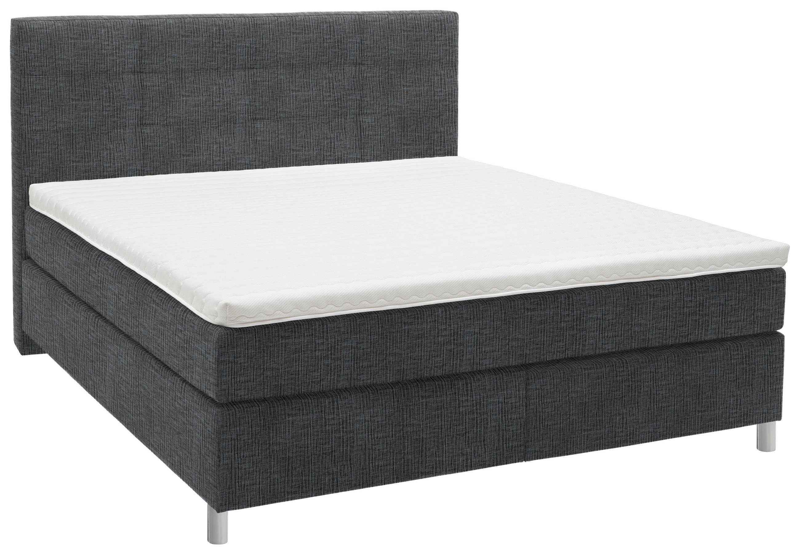 BOXSPRINGBETT 180/200 cm  in Grau  - Chromfarben/Grau, KONVENTIONELL, Kunststoff/Textil (180/200cm) - Voleo