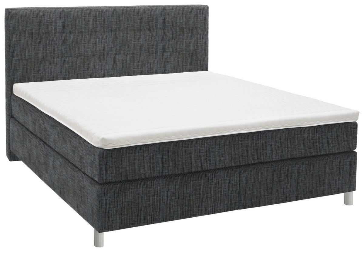 BOXSPRINGBETT 180/200 cm  in Grau  - Chromfarben/Grau, Konventionell, Kunststoff/Textil (180/200cm) - Voleo