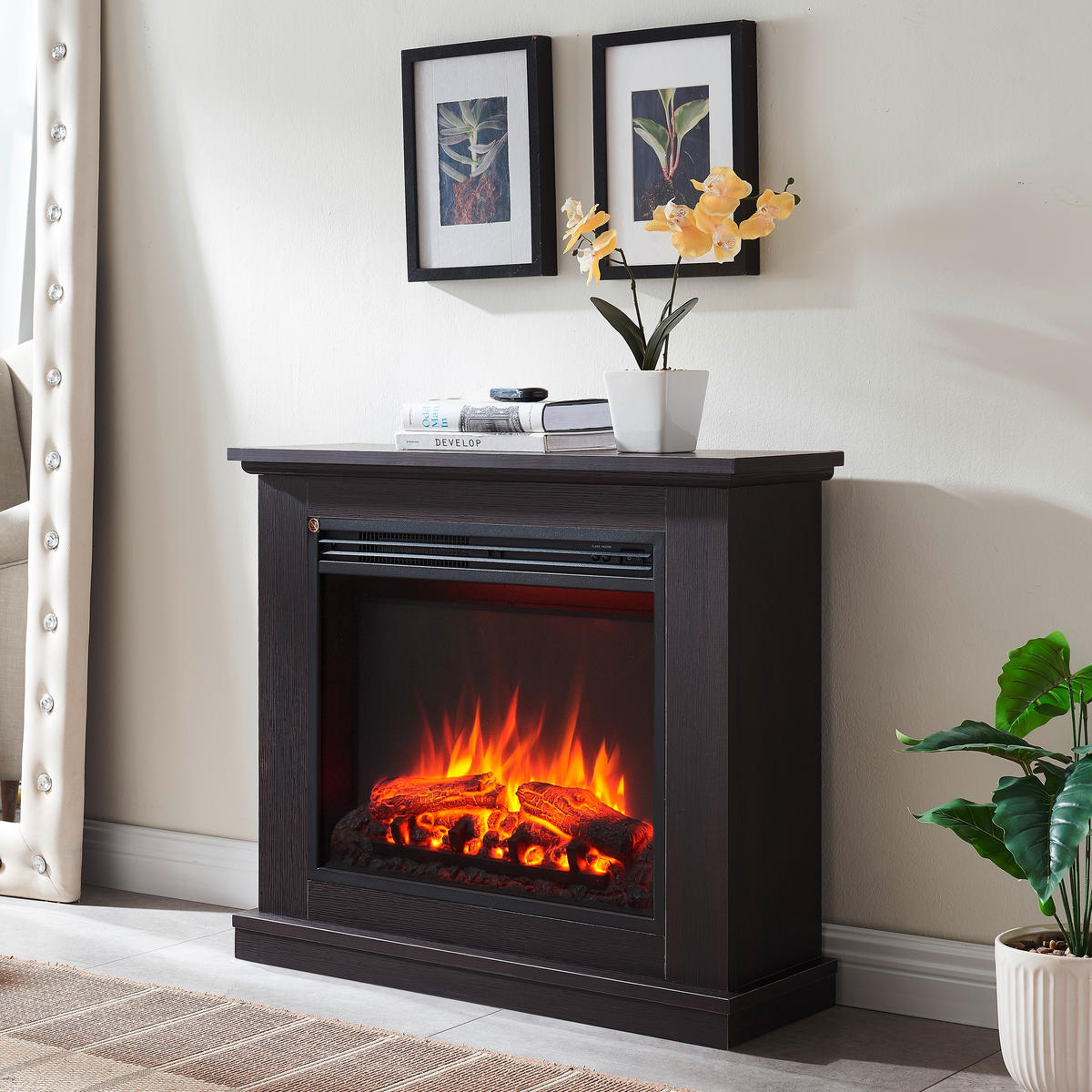 ELEKTROKAMIN - Dunkelbraun, Basics, Metall (82/69/25cm)