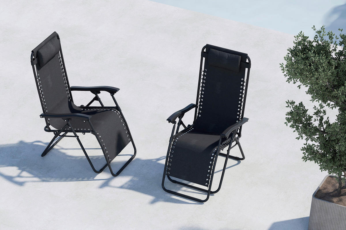 SONNENLIEGE 80/112/65 cm  - Schwarz, MODERN, Textil/Metall (80/112/65cm) - Gardenson