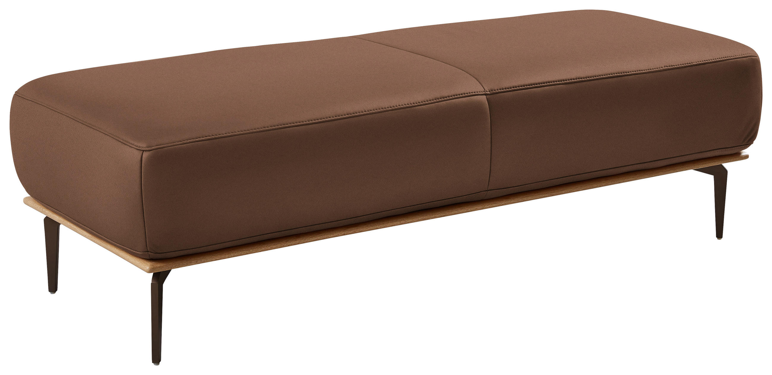 HOCKER in Holz, Leder Braun  - Bronzefarben/Braun, Design, Leder/Holz (151/44/61cm) - Valnatura