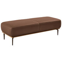 HOCKER in Holz, Leder Braun  - Bronzefarben/Braun, Design, Leder/Holz (151/44/61cm) - Valnatura