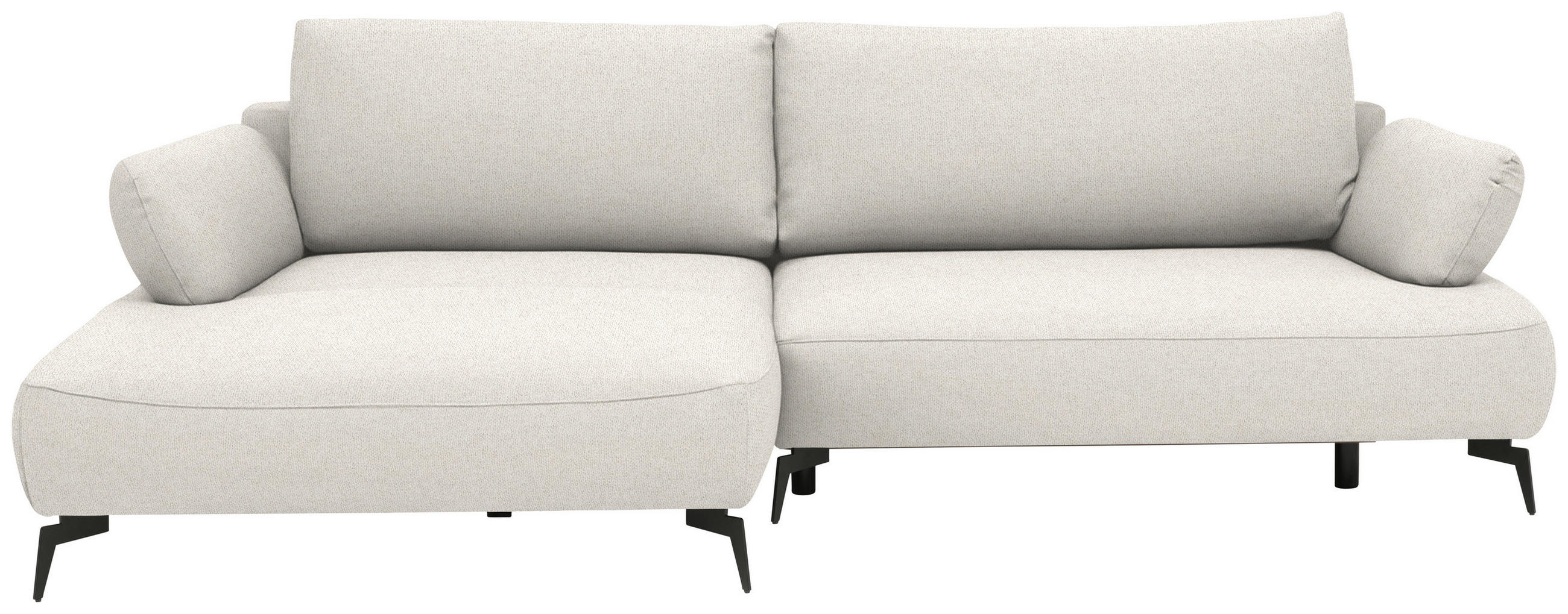 ECKSOFA COLORADO in Struktur Ecru  - Ecru/Schwarz, Design, Textil/Metall (186/284cm) - Lomoco