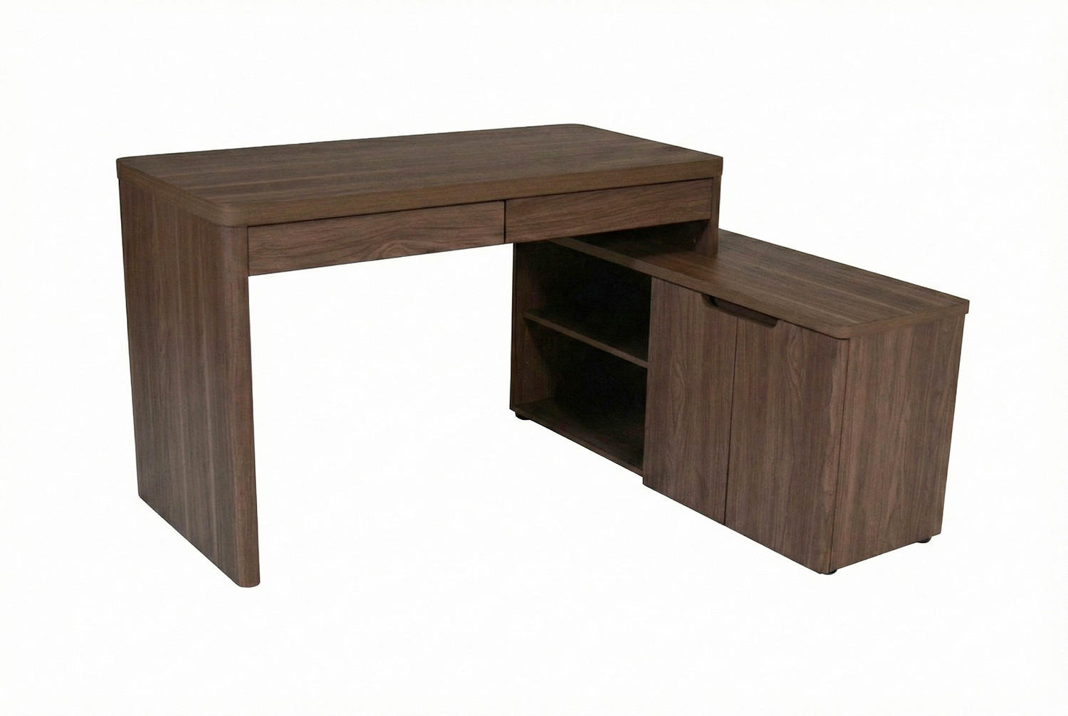 ECKSCHREIBTISCH 140/118/76 cm Walnussfarben Kabeldurchlass, Stauraum, seitenverkehrt montierbar, in verschiedenen Holz-Dekoren erhältlich  - Eichefarben/Walnussfarben, MODERN, Holzwerkstoff (140/118/76cm) - MID.YOU