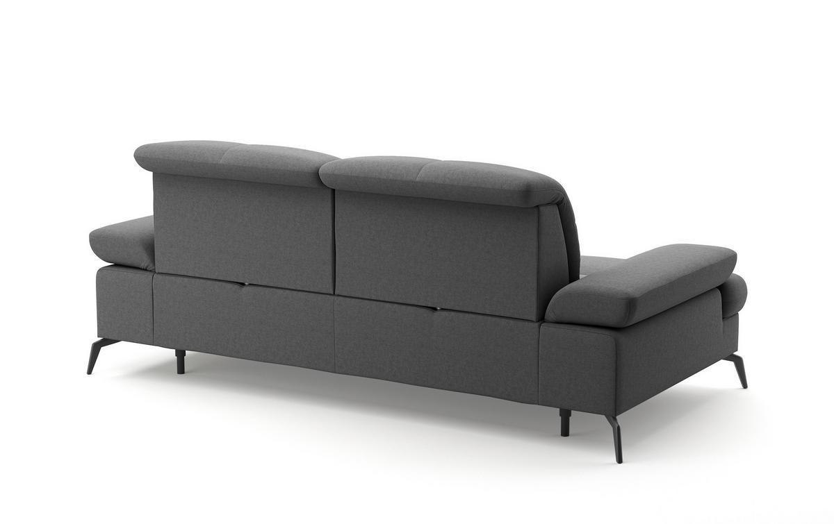 3-SITZER-SOFA Flachgewebe Dunkelgrau  - Dunkelgrau/Schwarz, Konventionell, Textil/Metall (212/90/122cm) - Sit & More