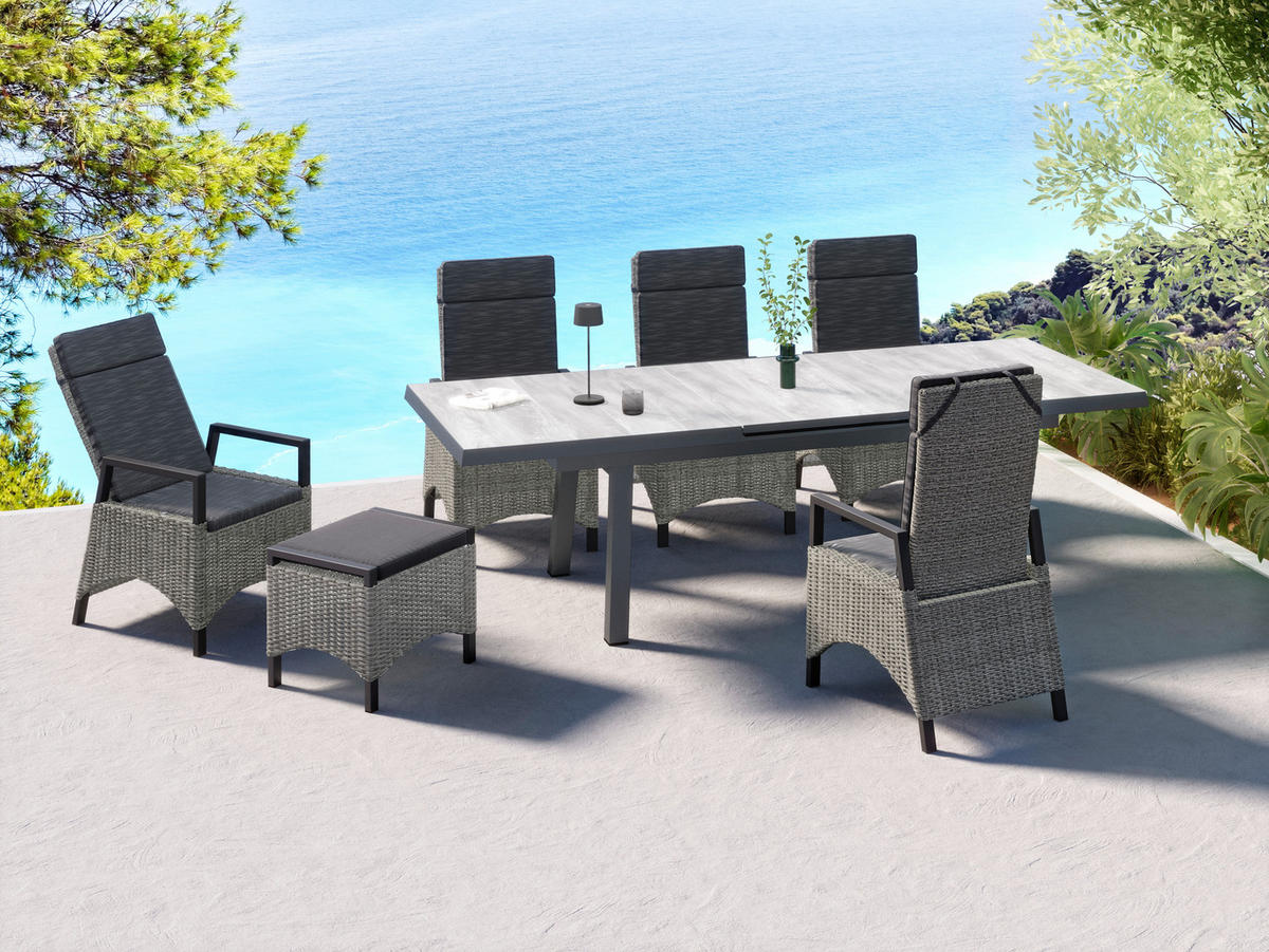 GARTENSESSEL Aluminium Anthrazit, Grau  - Anthrazit/Grau, Design, Kunststoff/Textil (57/110/68cm) - Ambia Garden