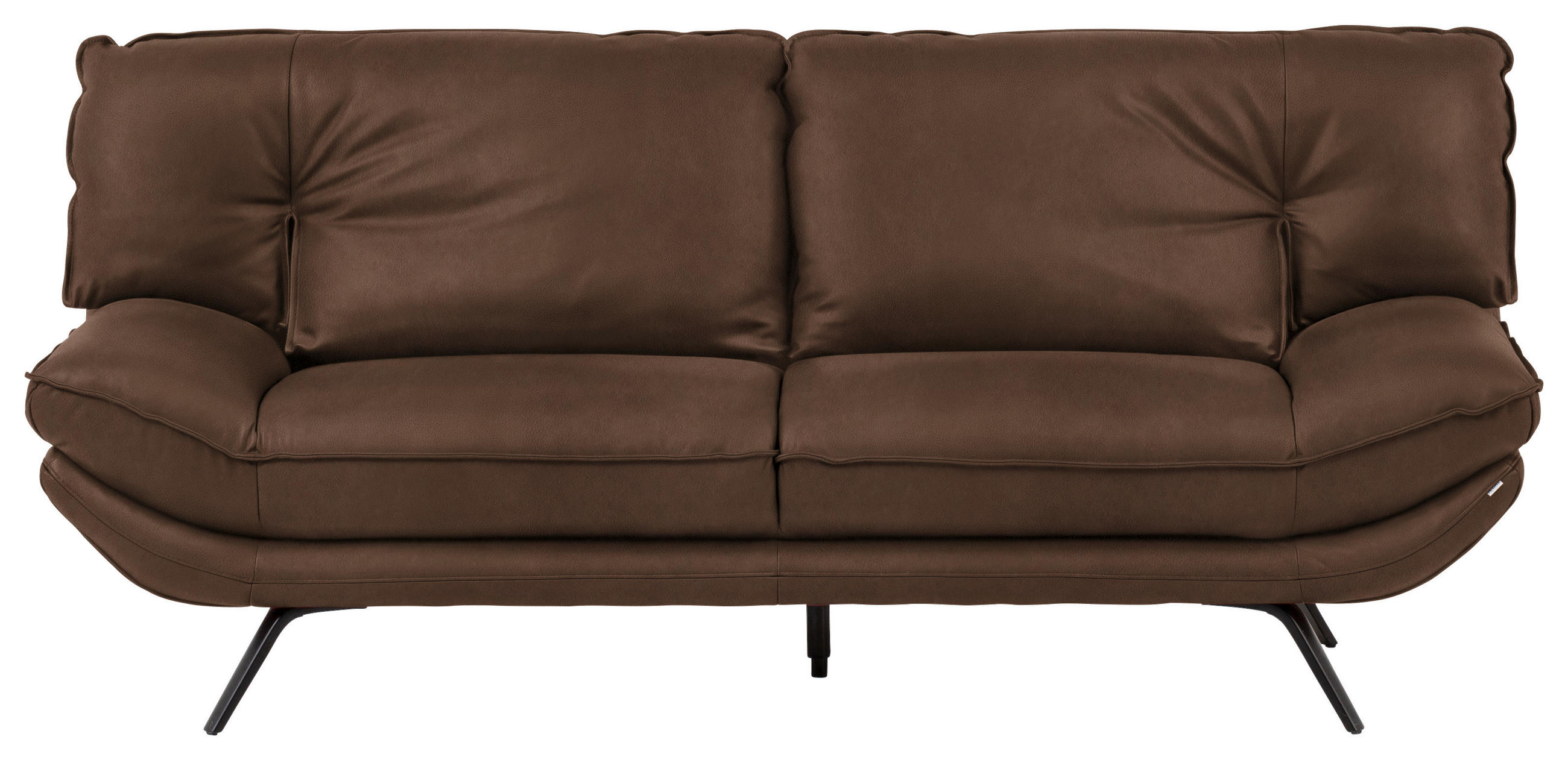2,5-SITZER in Echtleder Dunkelbraun  - Dunkelbraun/Schwarz, Design, Leder/Metall (206/94/95cm) - Celina