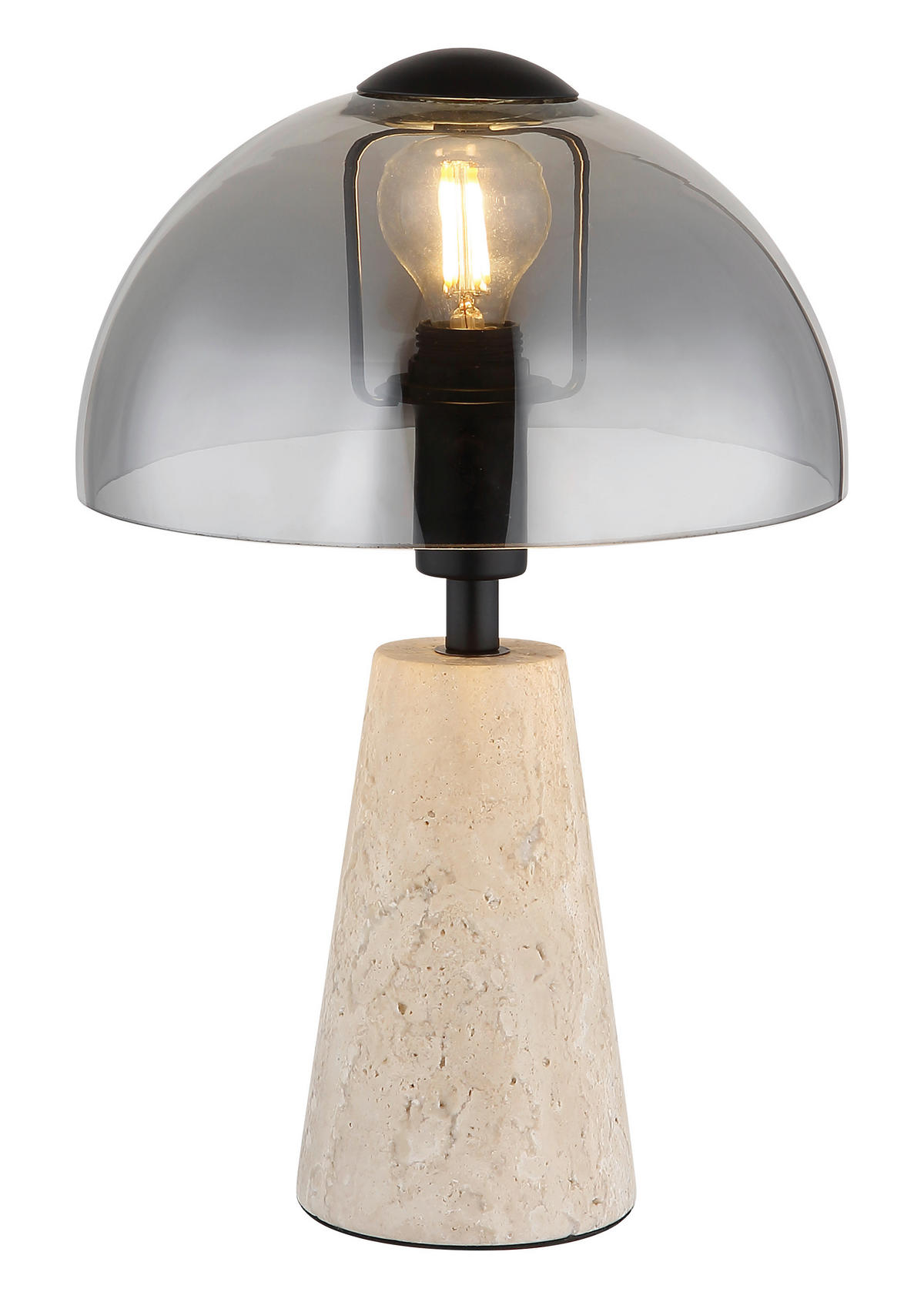 STOLNÍ LAMPA, E14, 20/31 cm  - šedá/černá, Design, kov/sklo (20/31cm) - Globo
