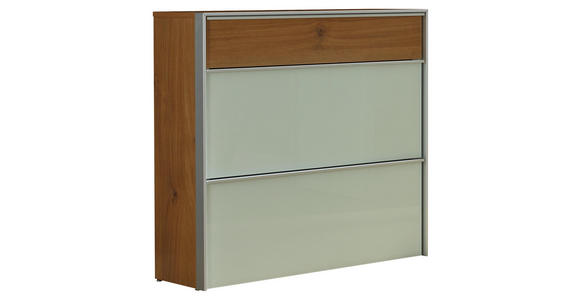 SCHUHSCHRANK Weiß, Eichefarben, Alufarben - Eichefarben/Alufarben, Design, Glas/Metall (102/98/34cm) - Dieter Knoll
