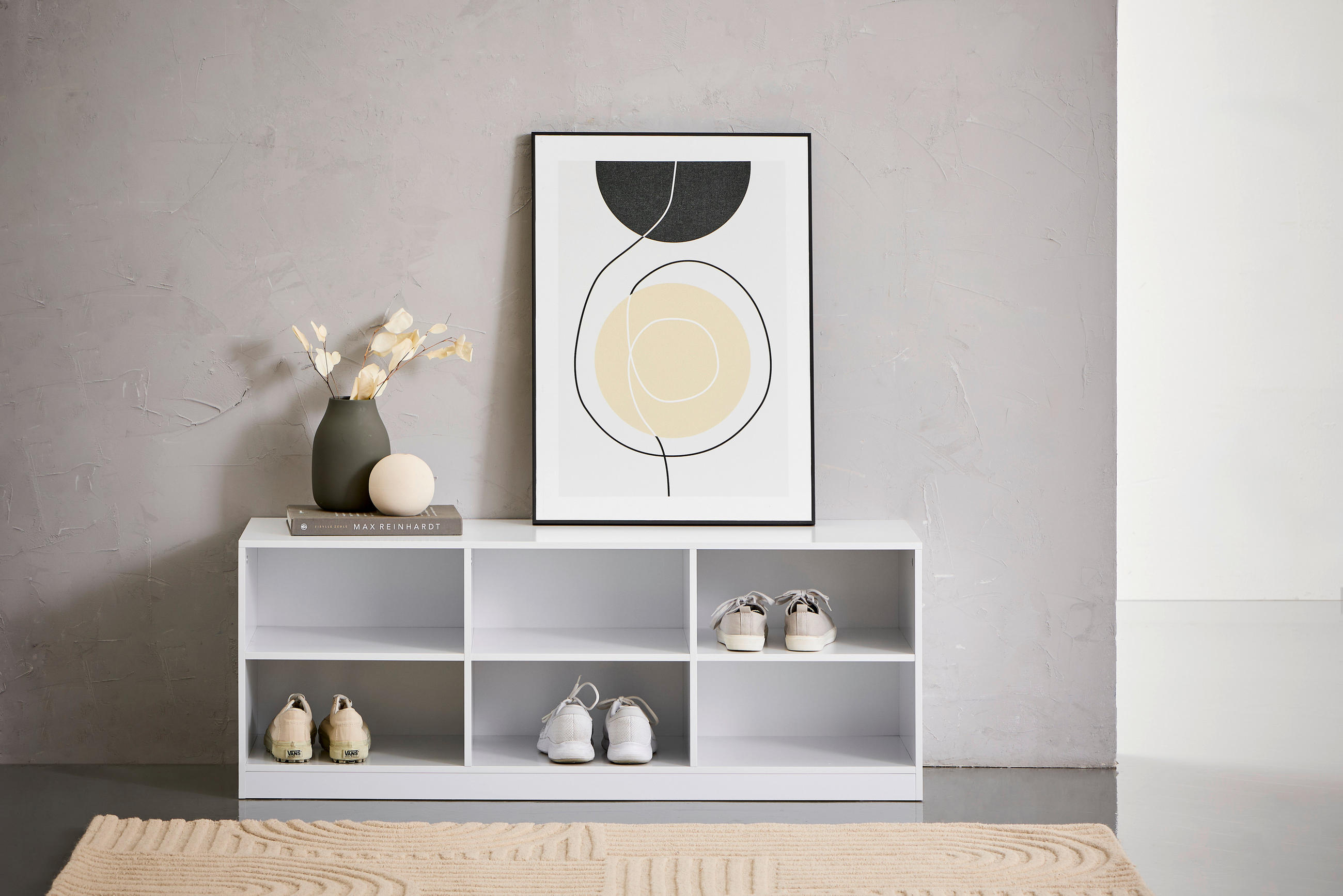 ETAJERĂ ÎNCĂLțĂMINTE 120/45/42 cm - alb, Design, material pe bază de lemn (120/45/42cm) - MID.YOU