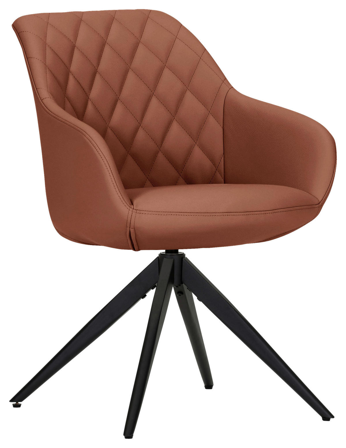 ARMLEHNSTUHL  in Echtleder pigmentiert  - Cognac/Schwarz, Design, Leder/Metall (60/83/65cm) - Landscape