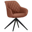 ARMLEHNSTUHL  Typenauswahl, Sitzfläche 360° drehbar, automatische Rückholfunktion  Echtleder  - Cognac/Schwarz, Design, Leder/Metall (60/83/65cm) - Landscape