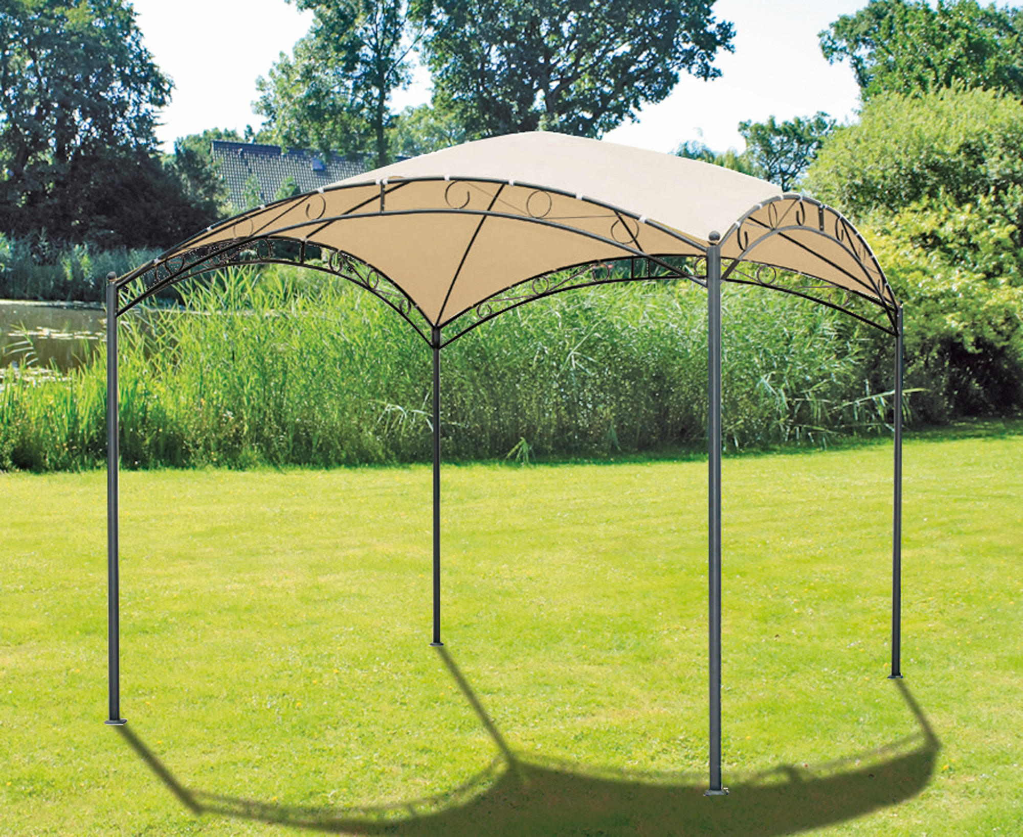 PAVILLON 295/279/295 cm   - Beige/Schwarz, MODERN, Kunststoff/Metall (295/279/295cm) - Gardenson