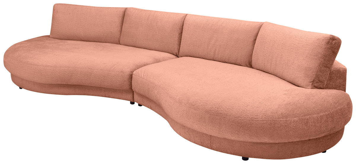 BIGSOFA Chenille Altrosa  - Schwarz/Altrosa, Design, Kunststoff/Textil (410/86/166cm) - Pure Home Lifestyle