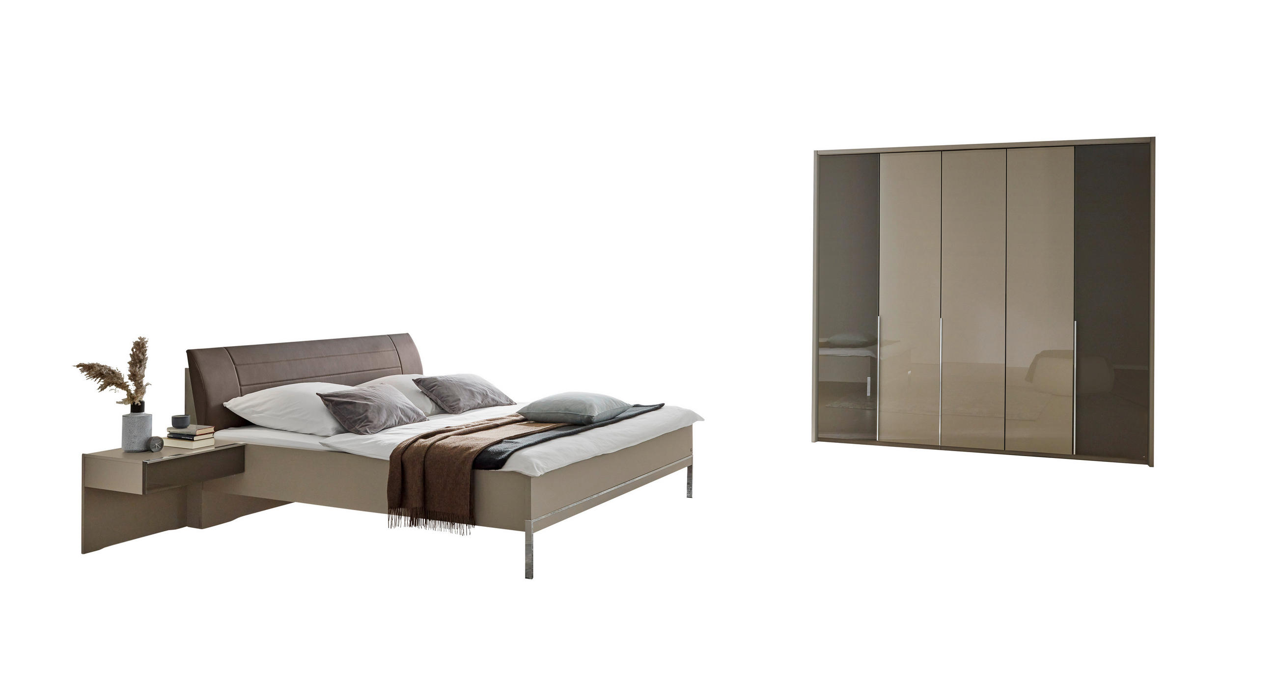 SCHLAFZIMMER Grau, Schlammfarben  - Schlammfarben/Grau, Design, Glas/Holzwerkstoff (180/200cm) - Musterring