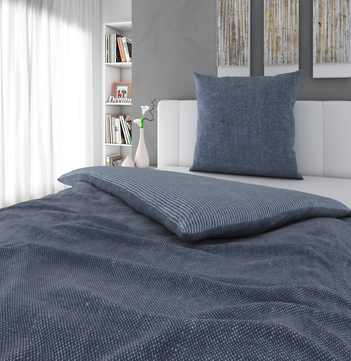 WENDEBETTWÄSCHE 135/200 cm  - Dunkelblau, Textil (135/200cm) - Novel