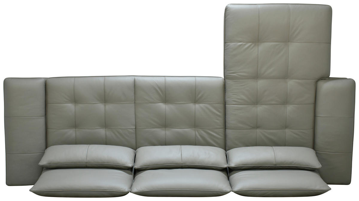 ECKSOFA inkl. Funktionen Taupe Echtleder  - Taupe/Schwarz, Design, Leder/Metall (104-128/312cm) - Celina Home