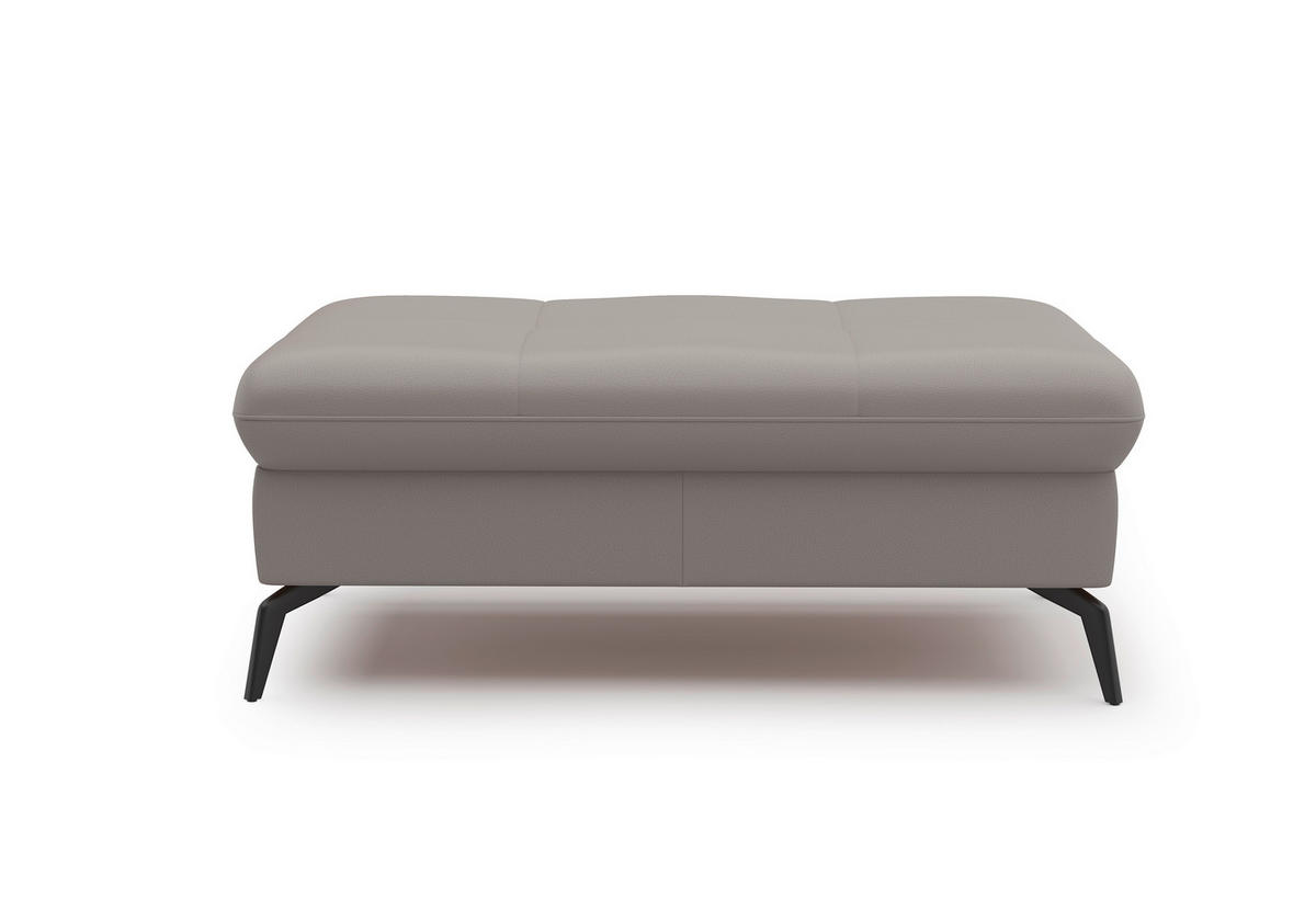 HOCKER in Leder Hellgrau  - Hellgrau/Schwarz, Konventionell, Leder/Metall (102/47/69cm) - Sit & More
