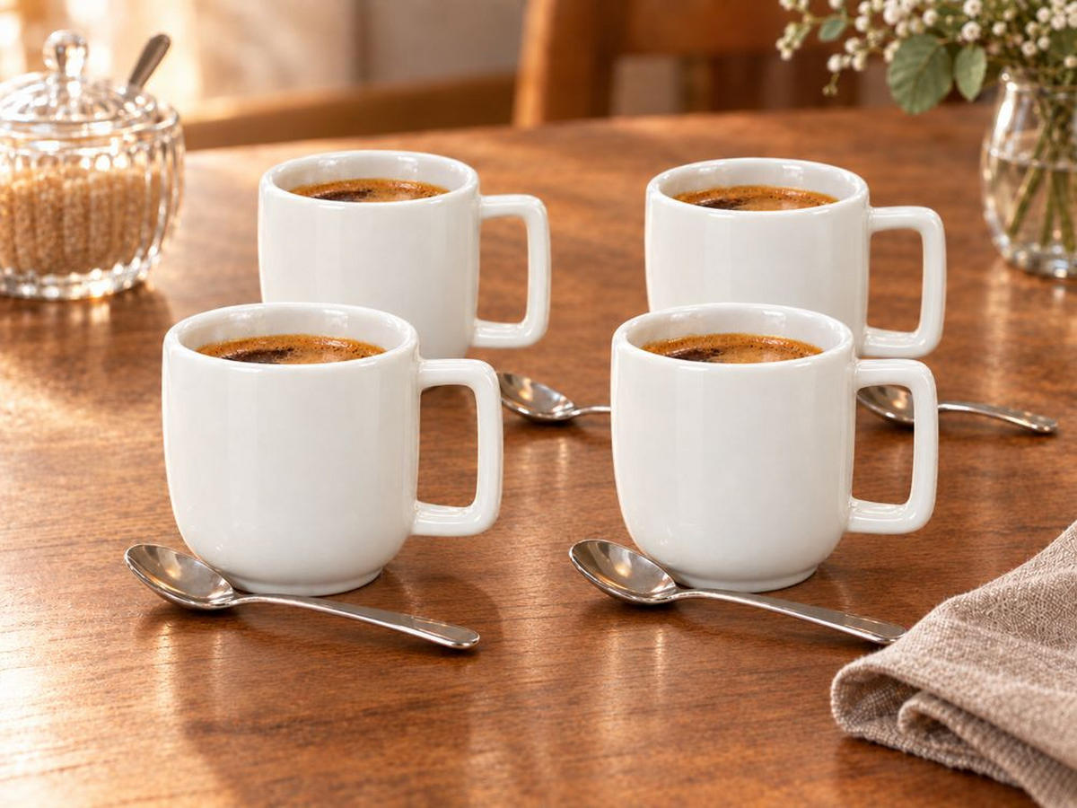 TASSENSET 4-teilig  - Weiß, Trend, Keramik (90ml) - Dieter Knoll