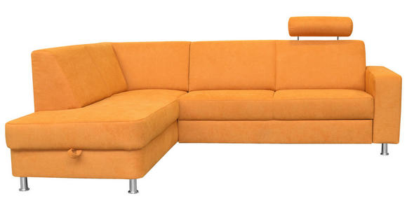 ECKSOFA Gelb Chenille  - Chromfarben/Gelb, Design, Kunststoff/Textil (198/248cm) - Xora