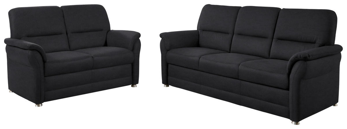 SITZGARNITUR in Mikrofaser Anthrazit  - Anthrazit/Alufarben, KONVENTIONELL, Textil/Metall (192/96/89cm) - Beldomo Comfort