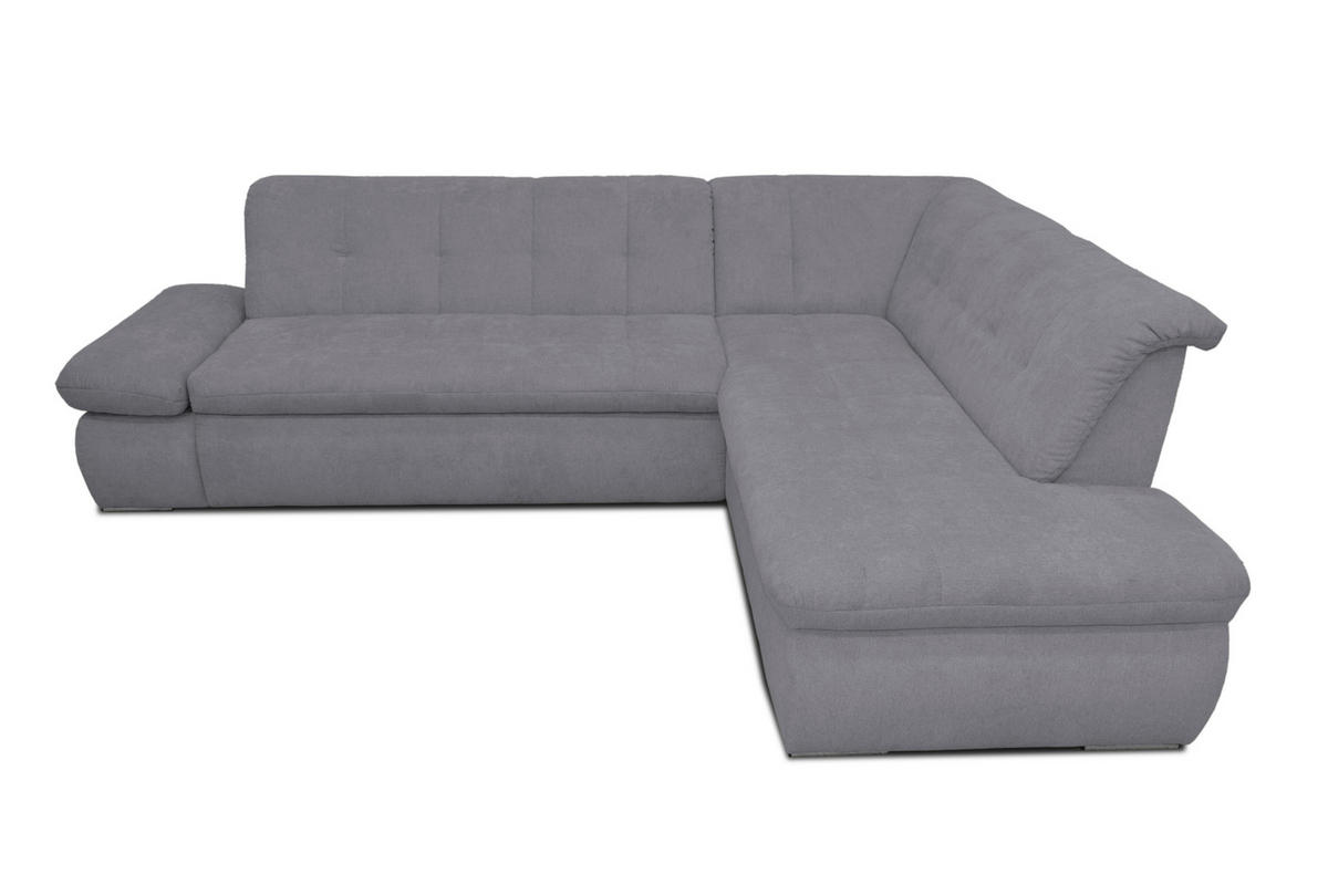 ECKSOFA in Mikrofaser Dunkelgrau  273/216 cm  - Chromfarben/Dunkelgrau, KONVENTIONELL, Textil/Metall (273/216cm) - MID.YOU