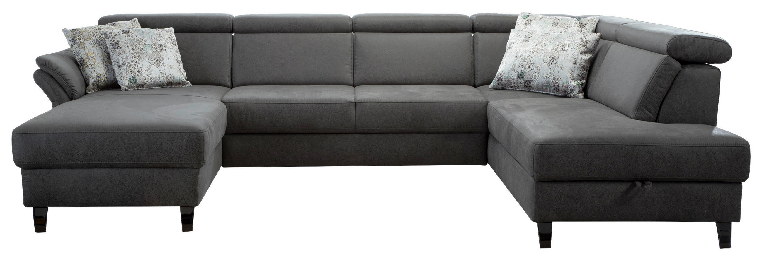 WOHNLANDSCHAFT in Mikrofaser Anthrazit - Anthrazit/Schwarz, Konventionell, Textil/Metall (165/317/193cm) - Sit & More