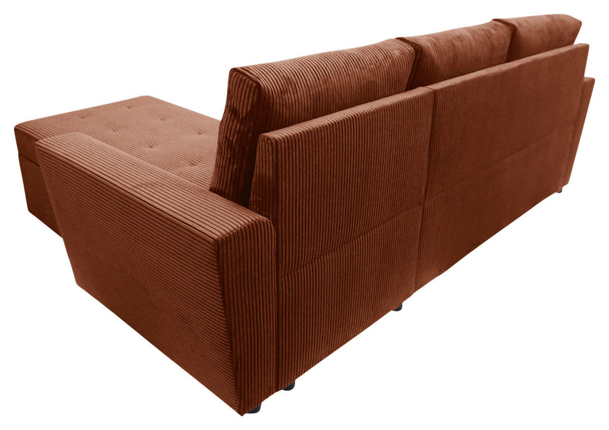 ECKSOFA TERMOLI in Cord Rostfarben  231/155 cm  - Rostfarben/Schwarz, Design, Kunststoff/Textil (231/155cm) - MID.YOU