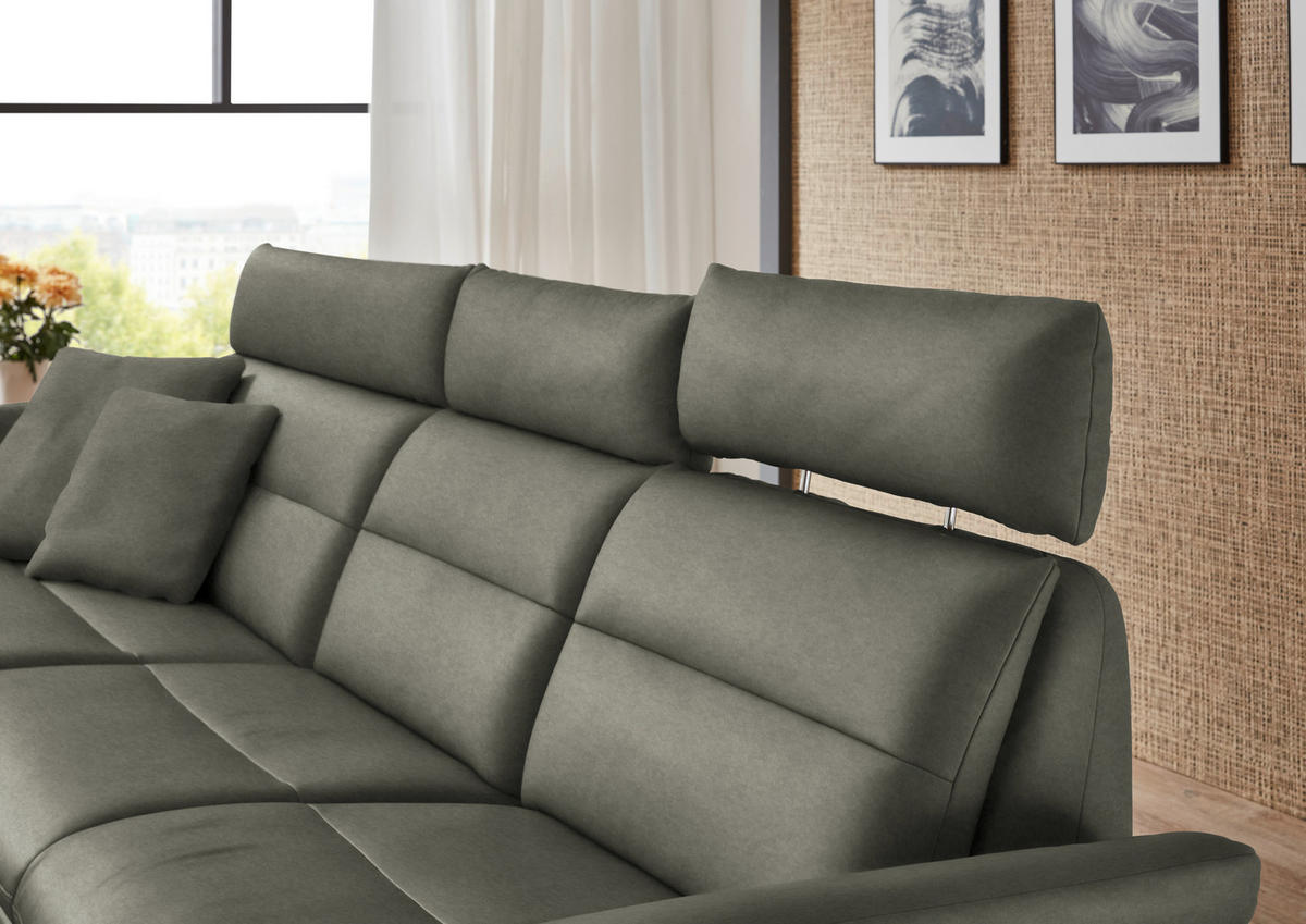 ECKSOFA in Echtleder Grau  - Schwarz/Grau, Design, Leder/Metall (169/298cm) - Dieter Knoll