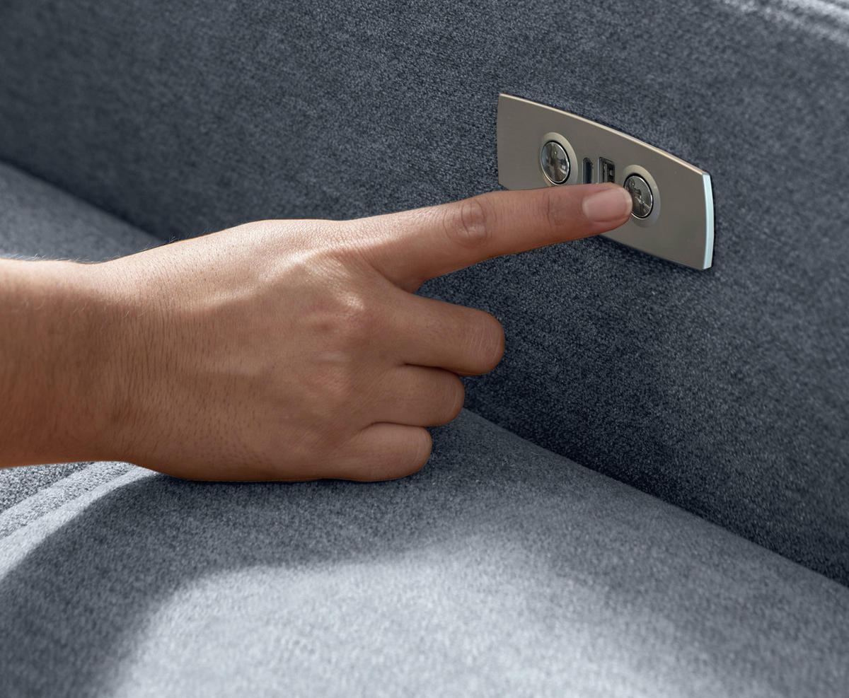 ECKSOFA VICARI Blau Mikrofaser Kopfteilverstellung, Sitzvorzug  - Blau/Schwarz, MODERN, Textil/Metall (185/292cm) - Livetastic