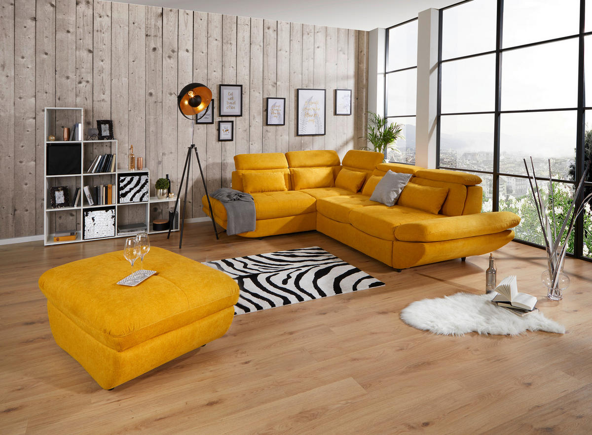 WOHNLANDSCHAFT in Webstoff Currygelb  - Currygelb/Schwarz, Modern, Kunststoff/Textil (233/311cm) - MID.YOU