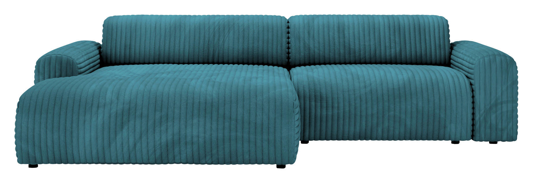 ECKSOFA Türkis Cord  - Türkis/Schwarz, Design, Kunststoff/Textil (178/292cm) - home24