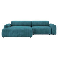 ECKSOFA in Cord Türkis  - Türkis/Schwarz, Design, Kunststoff/Textil (178/292cm) - Livetastic