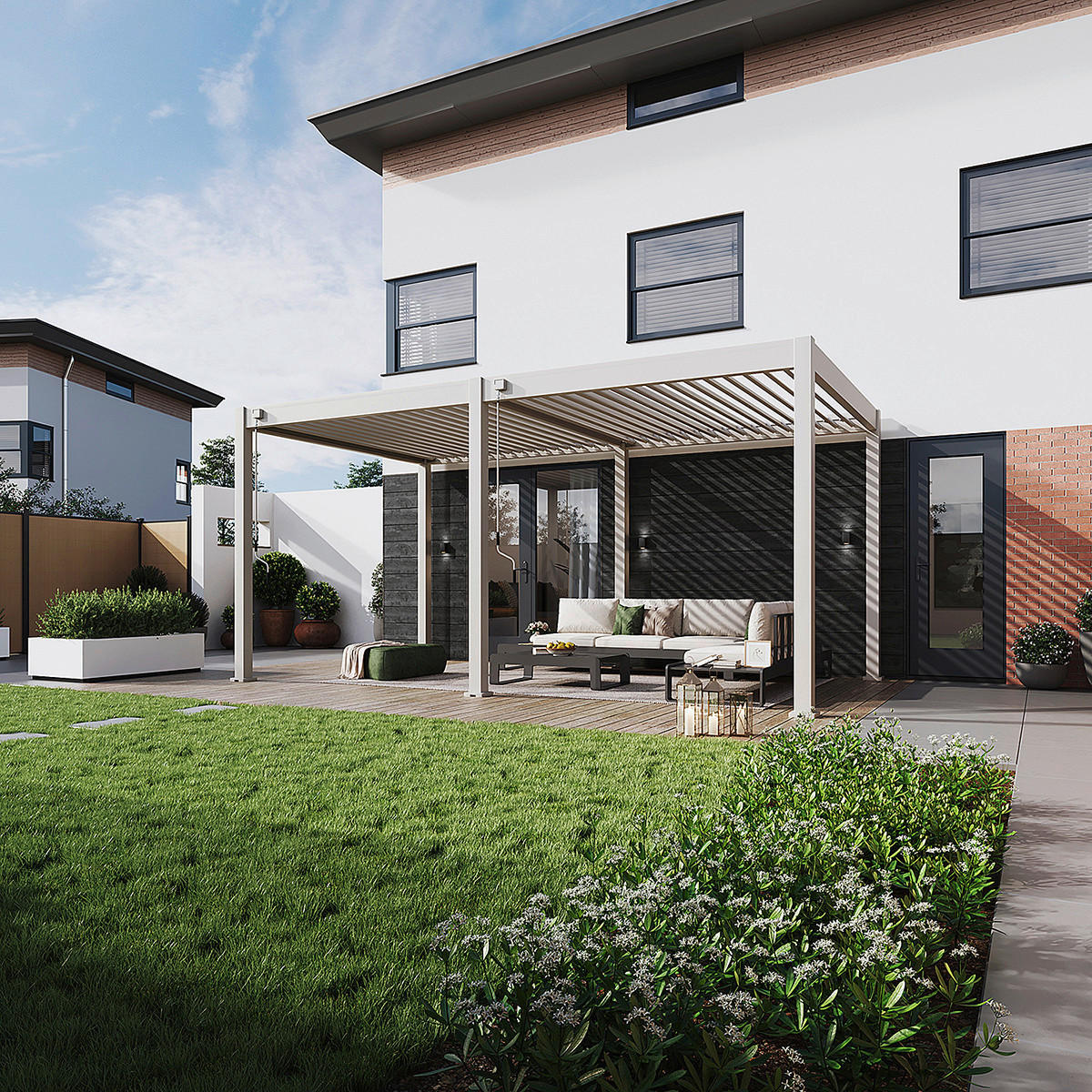 PERGOLA 300/530/255 cm Aluminium  - Perlmutt, Basics, Metall (300/530/255cm) - Gardenson