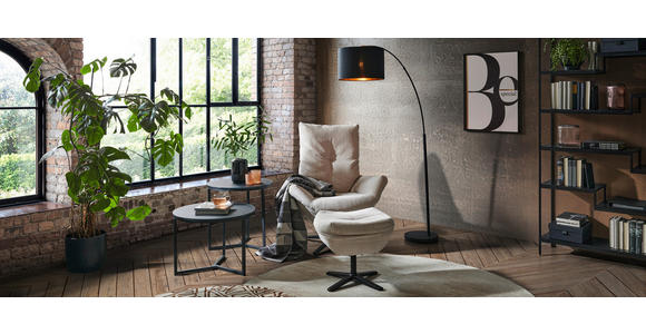 RELAXSESSELSET Cord Relaxfunktion, Hocker - Beige/Schwarz, Design, Textil/Metall (77/100/78cm) - Carryhome