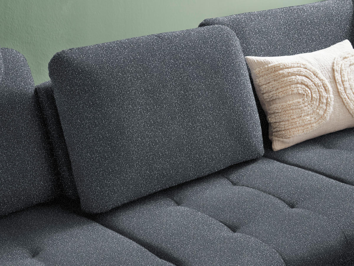 ECKSOFA in Bouclé Dunkelgrau  - Dunkelgrau/Schwarz, Natur, Textil/Metall (288/233cm) - Valnatura