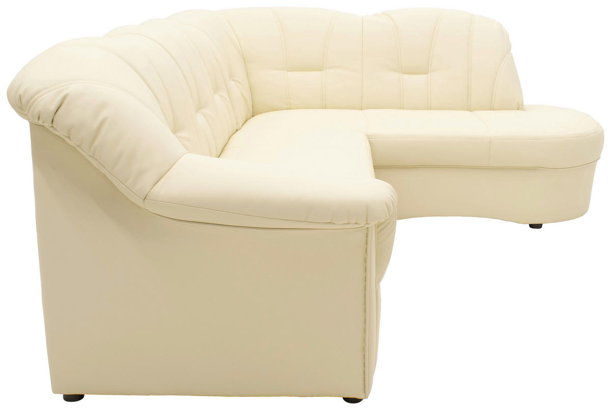 ECKSCHLAFSOFA Beige Lederlook  - Beige/Schwarz, KONVENTIONELL, Kunststoff/Textil (243/180cm) - MID.YOU