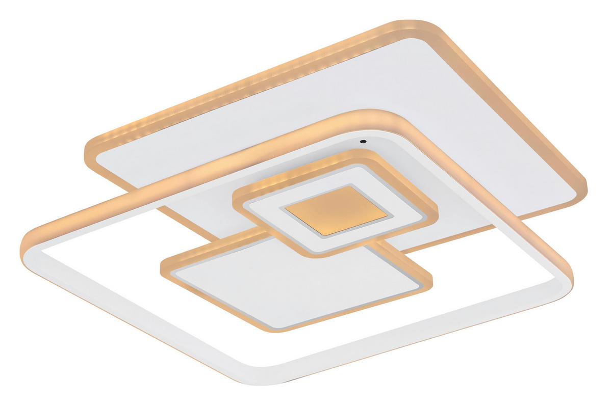 STROPNÍ LED SVÍTIDLO, 50,3/50,3/6 cm - bílá/opál, Konvenční, kov/plast (50,3/50,3/6cm) - Globo