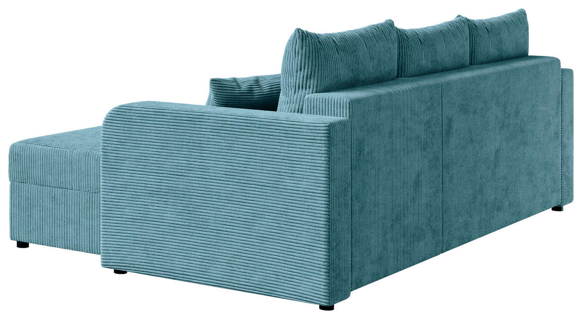 ECKSOFA Türkis Cord  - Türkis/Schwarz, KONVENTIONELL, Kunststoff/Textil (140/240cm) - Carryhome