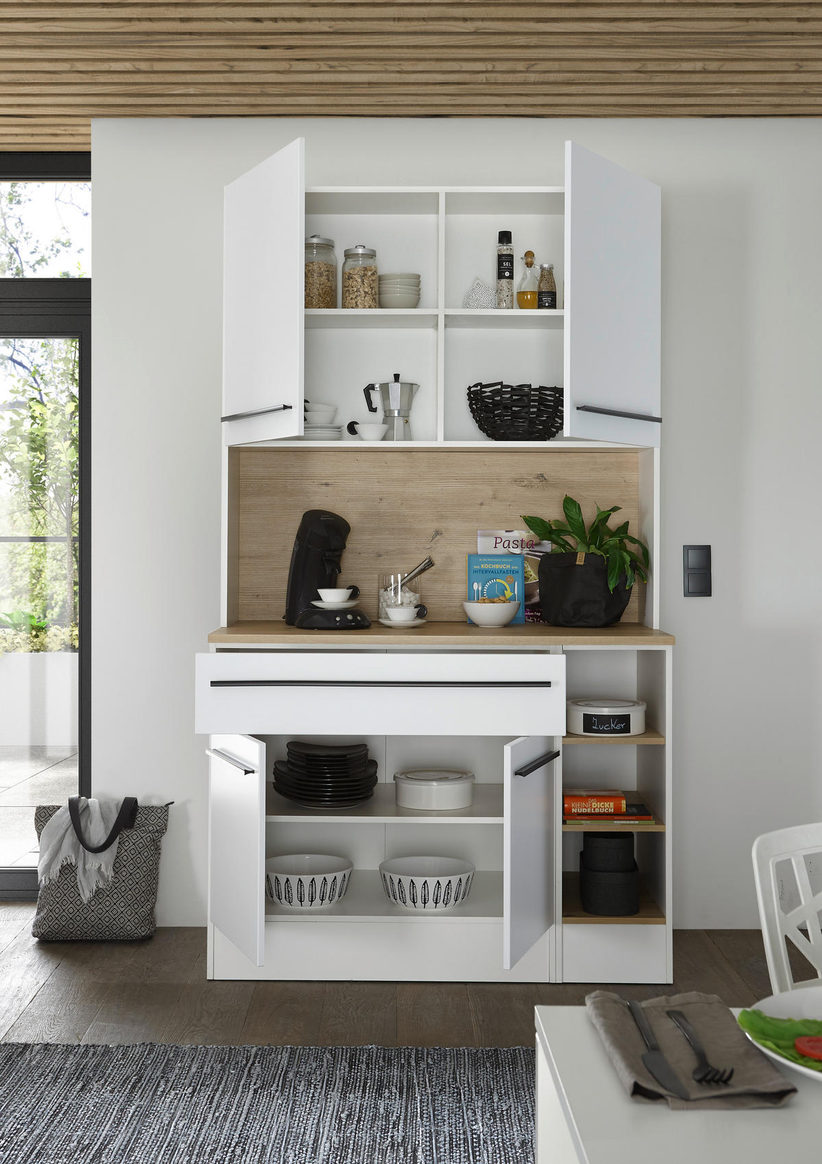 BUFFET 120/211/58 cm  in Weiß, Eiche Artisan  - Weiß/Eiche Artisan, Basics, Holzwerkstoff/Kunststoff (120/211/58cm) - MID.YOU