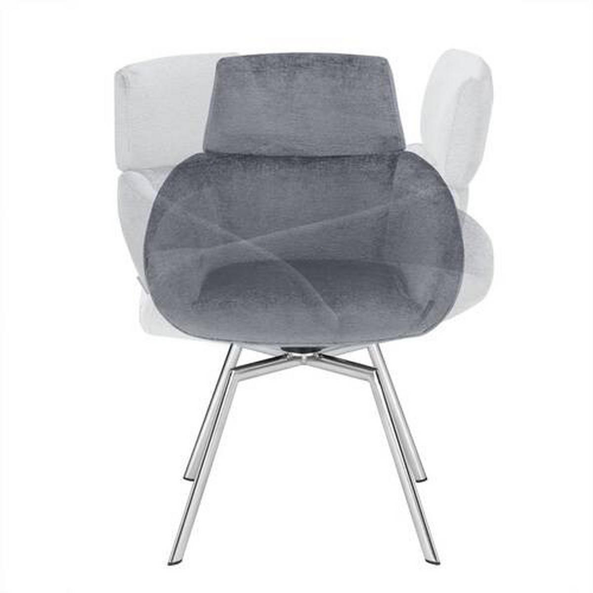 ARMLEHNSTUHL  in Stahl Velours  - Edelstahlfarben/Grau, Design, Textil/Metall (63/84/62cm) - Venjakob