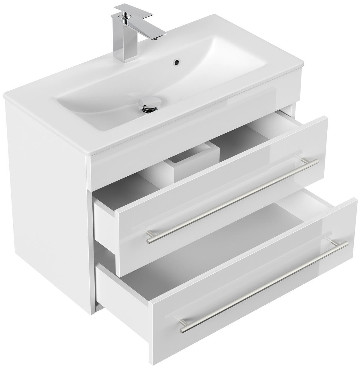 BADEZIMMER  in 70,4 cm  - Weiß Hochglanz/Silberfarben, MODERN, Keramik/Holzwerkstoff (70,4cm) - MID.YOU
