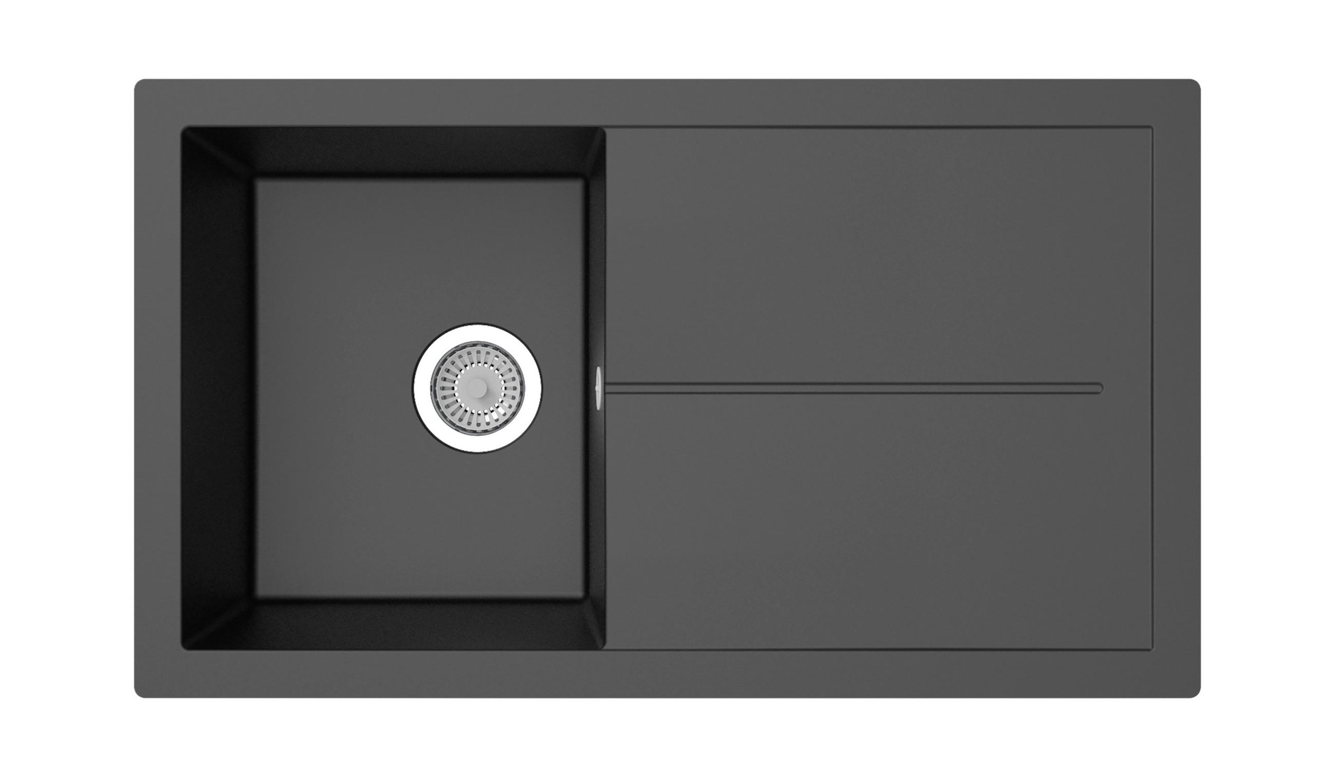 SPÜLE 17501000860500700-83  - Schwarz, Basics, Glas/Kunststoff (86/21,4/50cm) - Respekta