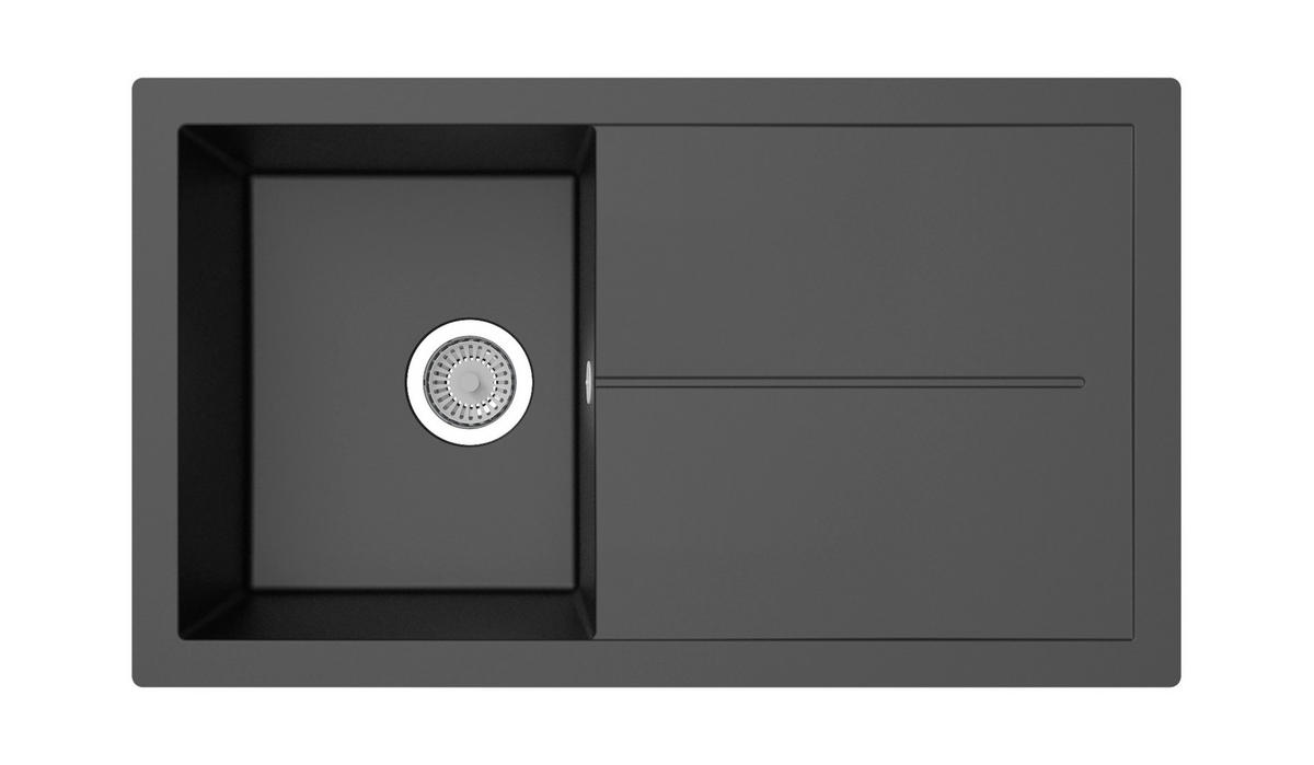 SPÜLE 17501000860500700-83  - Schwarz, Basics, Glas/Kunststoff (86/21,4/50cm) - Respekta