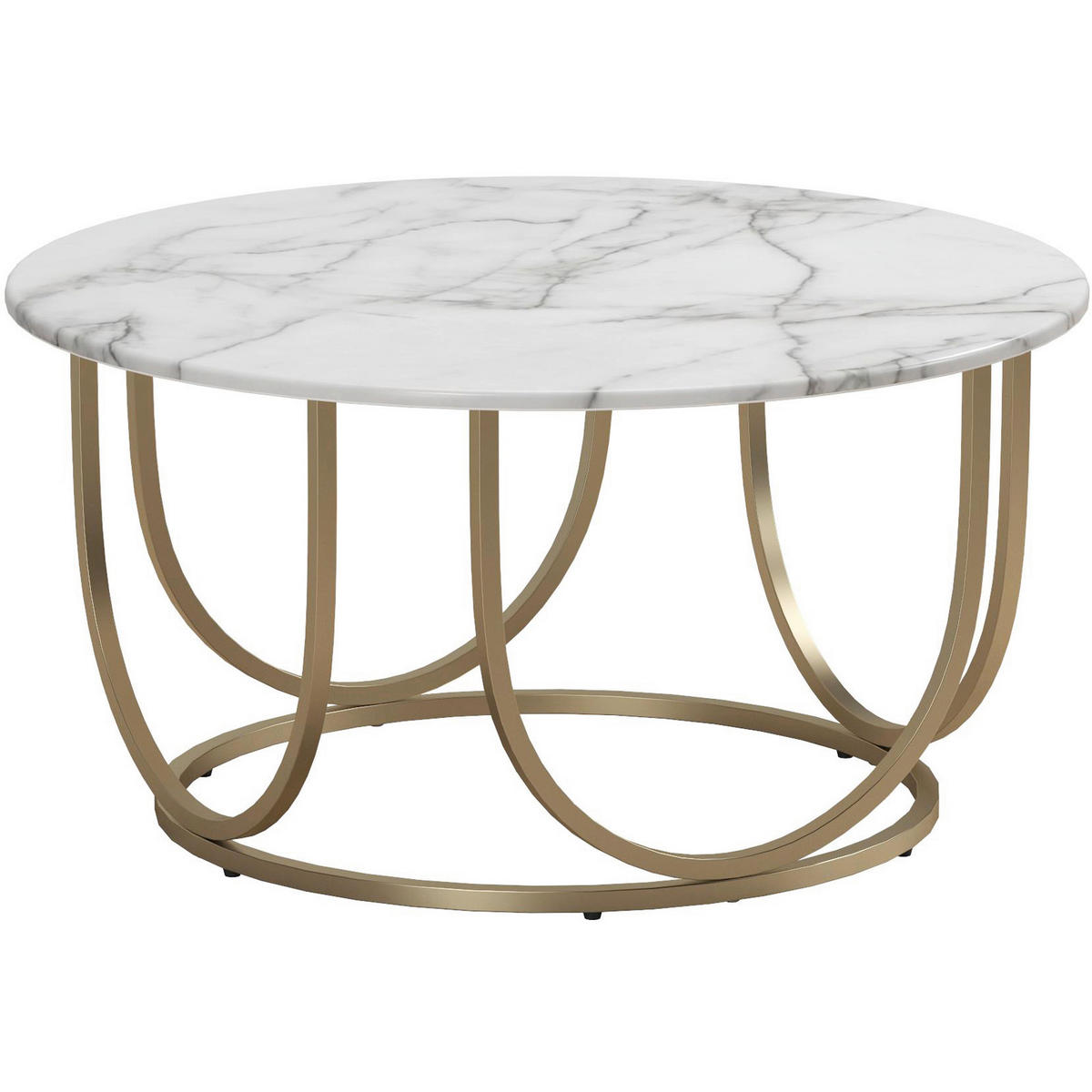 COUCHTISCH Gwyneth 79/79/40 cm rund Weiß, Goldfarben  - Goldfarben/Weiß, Design, Holzwerkstoff/Metall (79/79/40cm) - MID.YOU