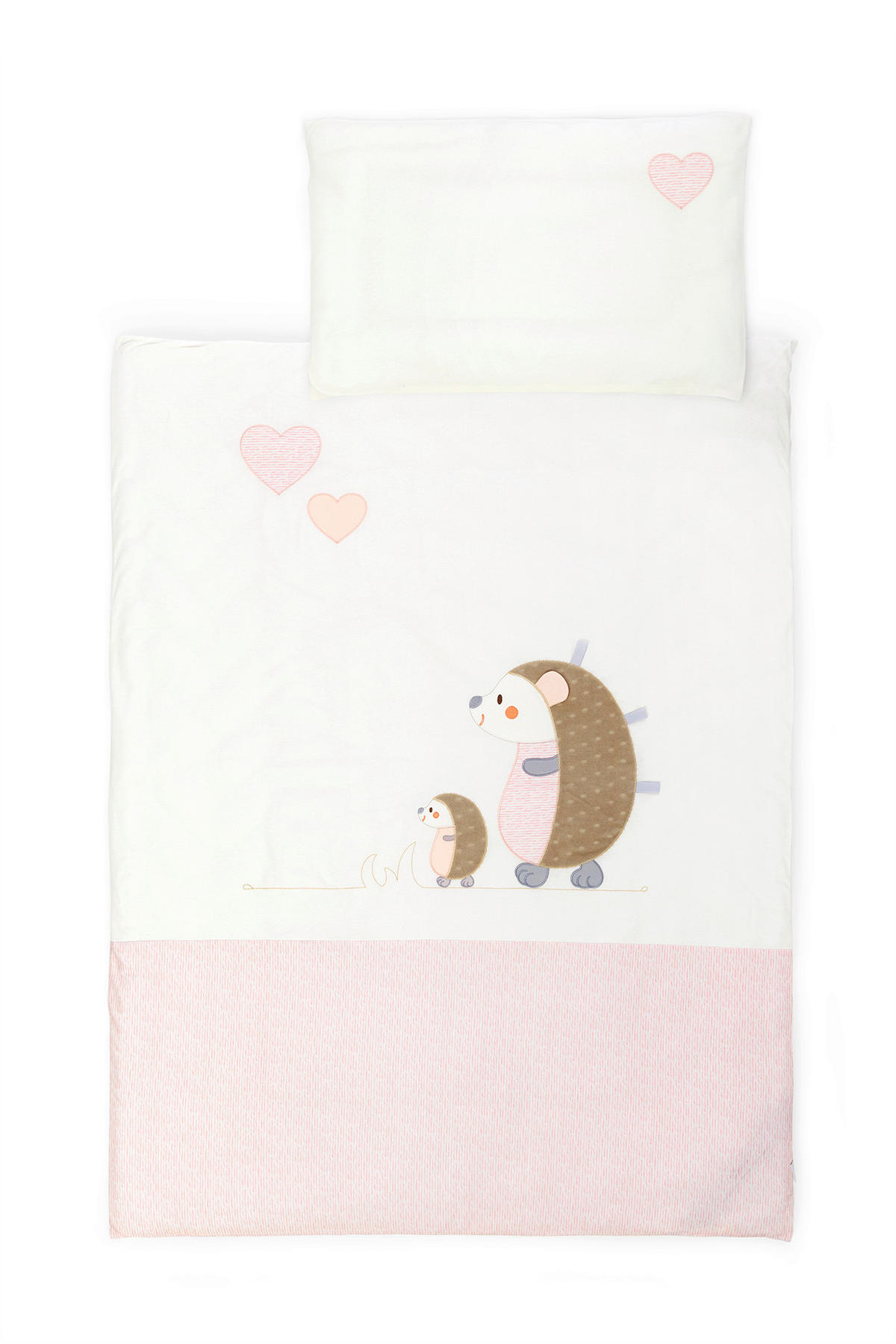BABYBETTWÄSCHESET 100/135 cm  - Creme/Rosa, Basics, Textil (100/135cm) - Patinio